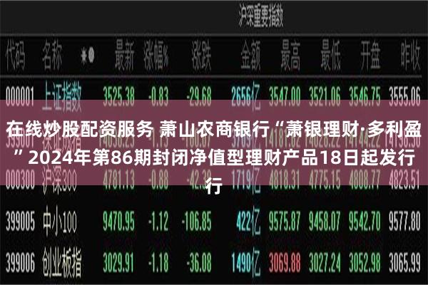 在线炒股配资服务 萧山农商银行“萧银理财·多利盈”2024年第86期封闭净值型理财产品18日起发行