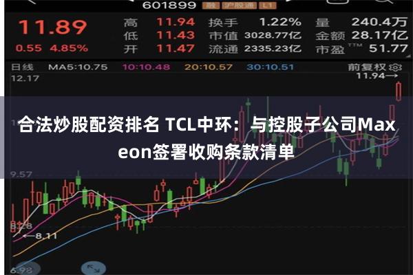 合法炒股配资排名 TCL中环：与控股子公司Maxeon签署收购条款清单