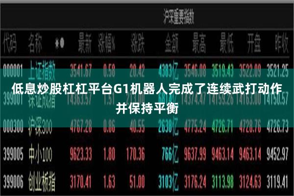 低息炒股杠杠平台G1机器人完成了连续武打动作并保持平衡